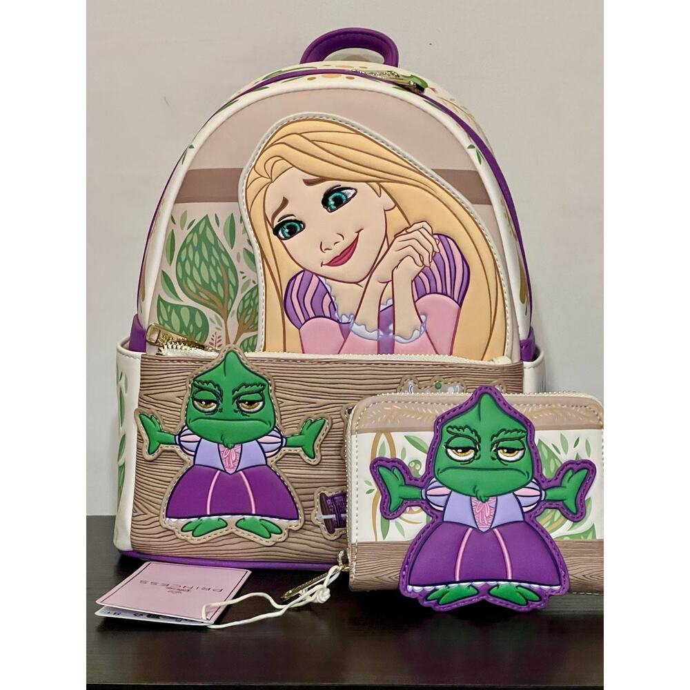 Loungefly Disney Tangled Rapunzel and Pascal Mini Backpack Wallet Set